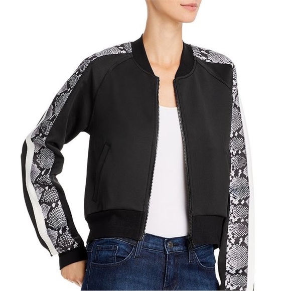 Pam & Gela Black Snakeskin Print Front Zip Track Jacket Medium Athleisure - Picture 2 of 13
